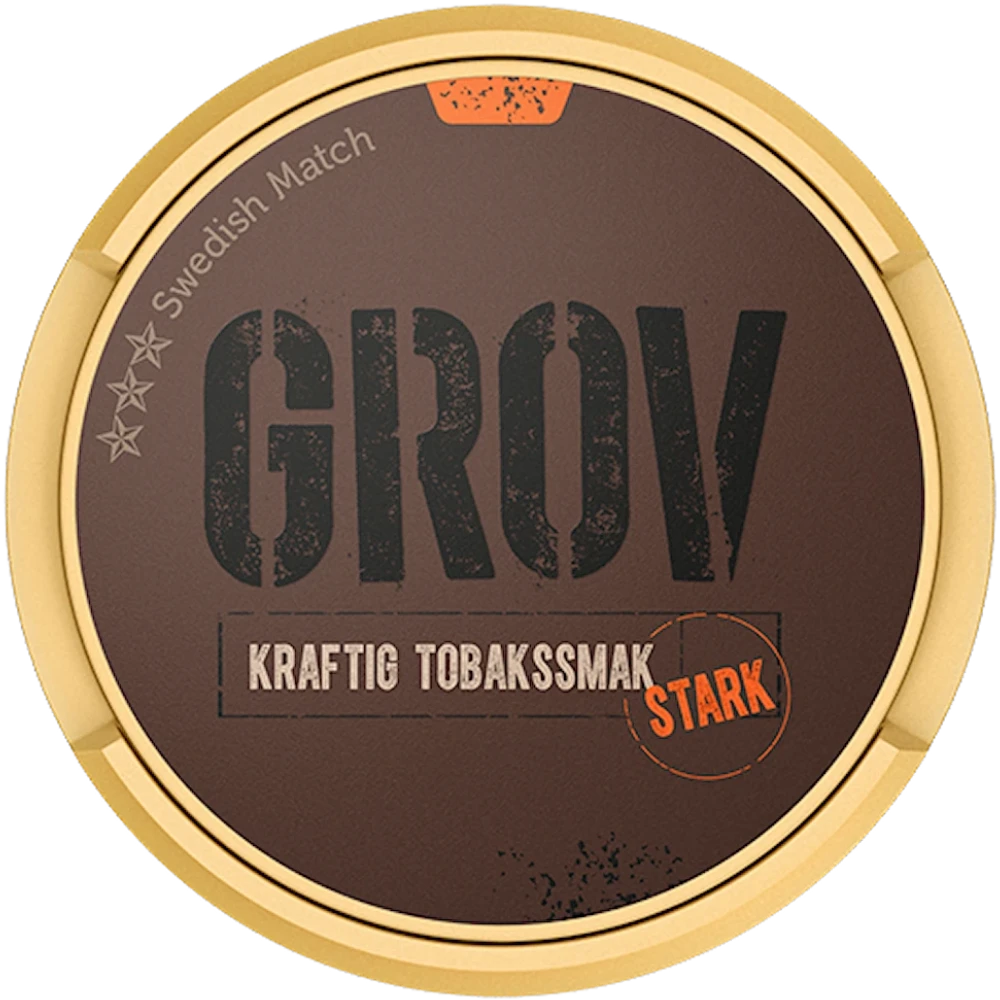 Grov Stark Portion – nikotinpåsar med kraftig tobak, geranium, torkade örter och mandel, för en snabb och kraftfull smakupplevelse.