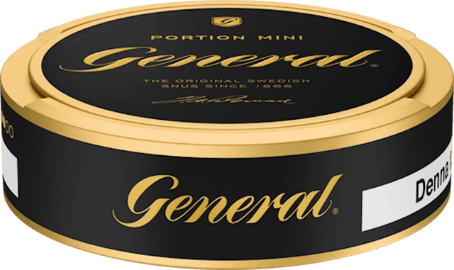 General Mini – mild och kryddig snus med små prillor, för en diskret och balanserad nikotinupplevelse.