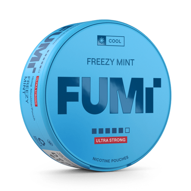 FUMi Freezy Mint Ultra Strong tobaksfri nikotinpåse med intensiv spearmint-smak och ultra stark nikotinstyrka.
