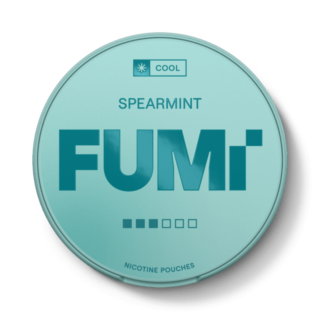 FUMi Spearmint Strong - tobaksfri nikotinpåse med spearmintsmak i slim-format, 8 mg nikotin per prilla

