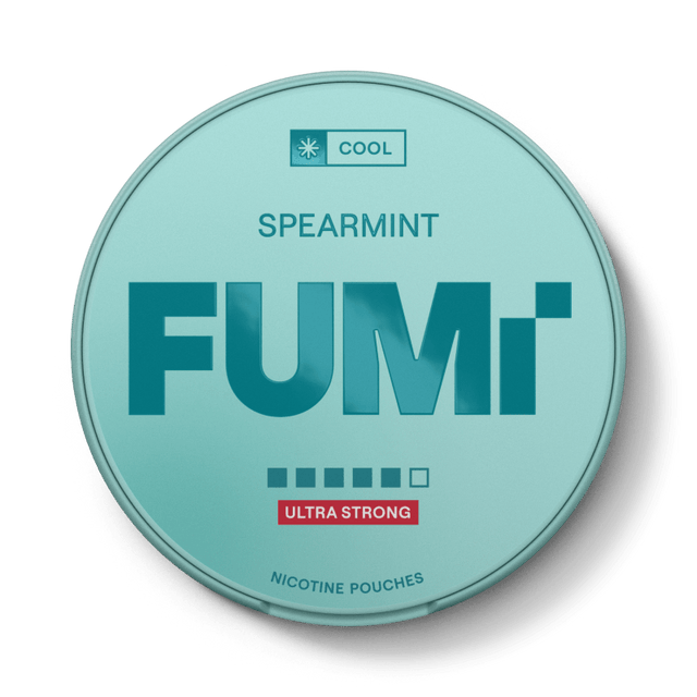 FUMi Spearmint Ultra Strong - tobaksfri nikotinpåse med mintsmak i slim-format, 15 mg nikotin per prilla