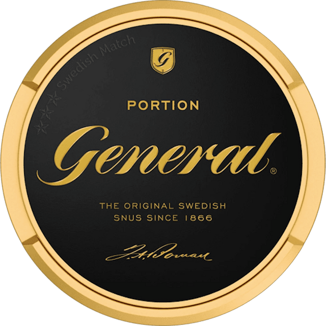 General Portion – tobakssnus med bergamott, te, hö och läder, large prilla med fuktig yta för en långvarig och smakrik nikotinkick.
