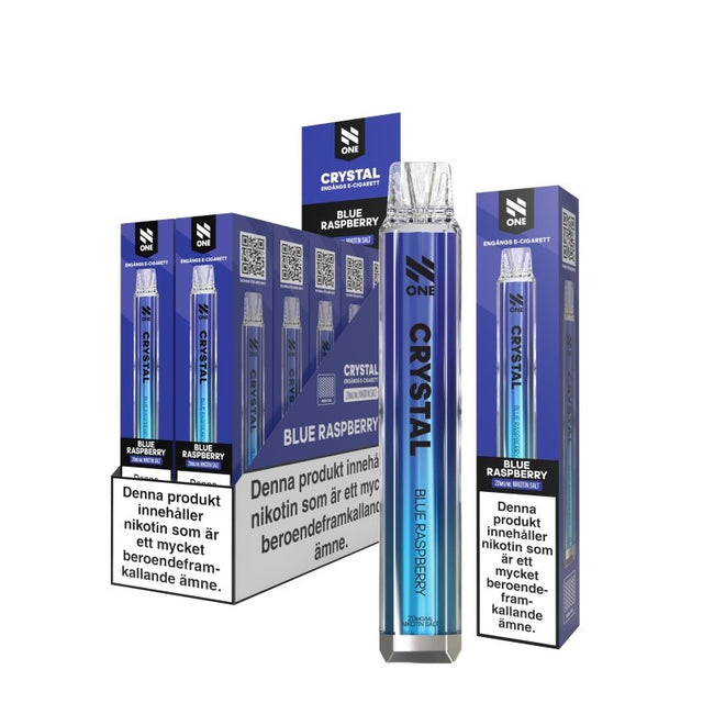 N One Crystal Blue Raspberry vape med blå hallon