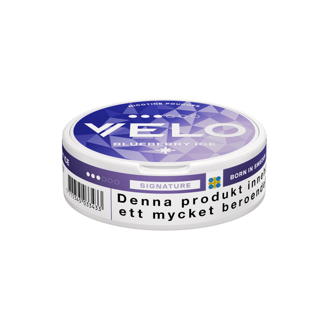 VELO Blueberry Ice vitt snus med blåbär och mentolsmak.