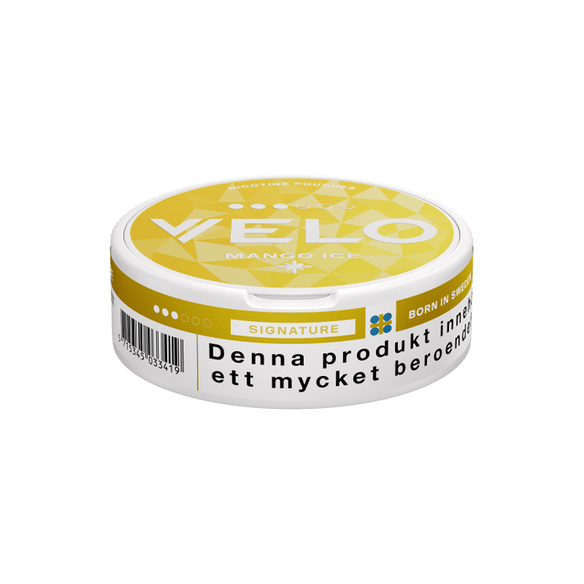 VELO Mango Ice vitt snus med mango och mentolsmak.