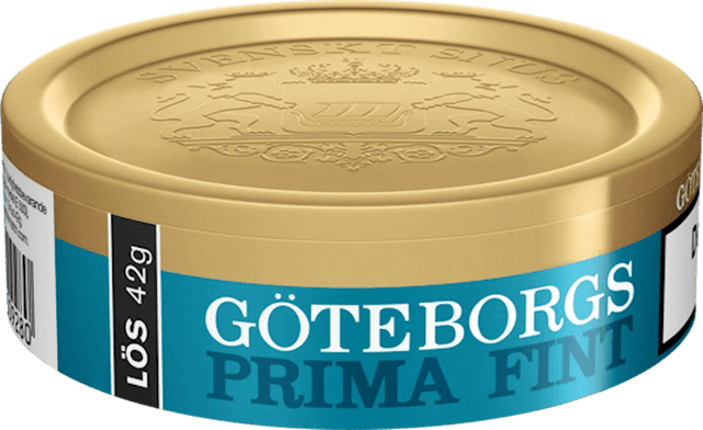 Göteborgs Prima Fint Lös – mörkt lössnus med tobak, rök, torkad frukt och nypon för intensiv smak.