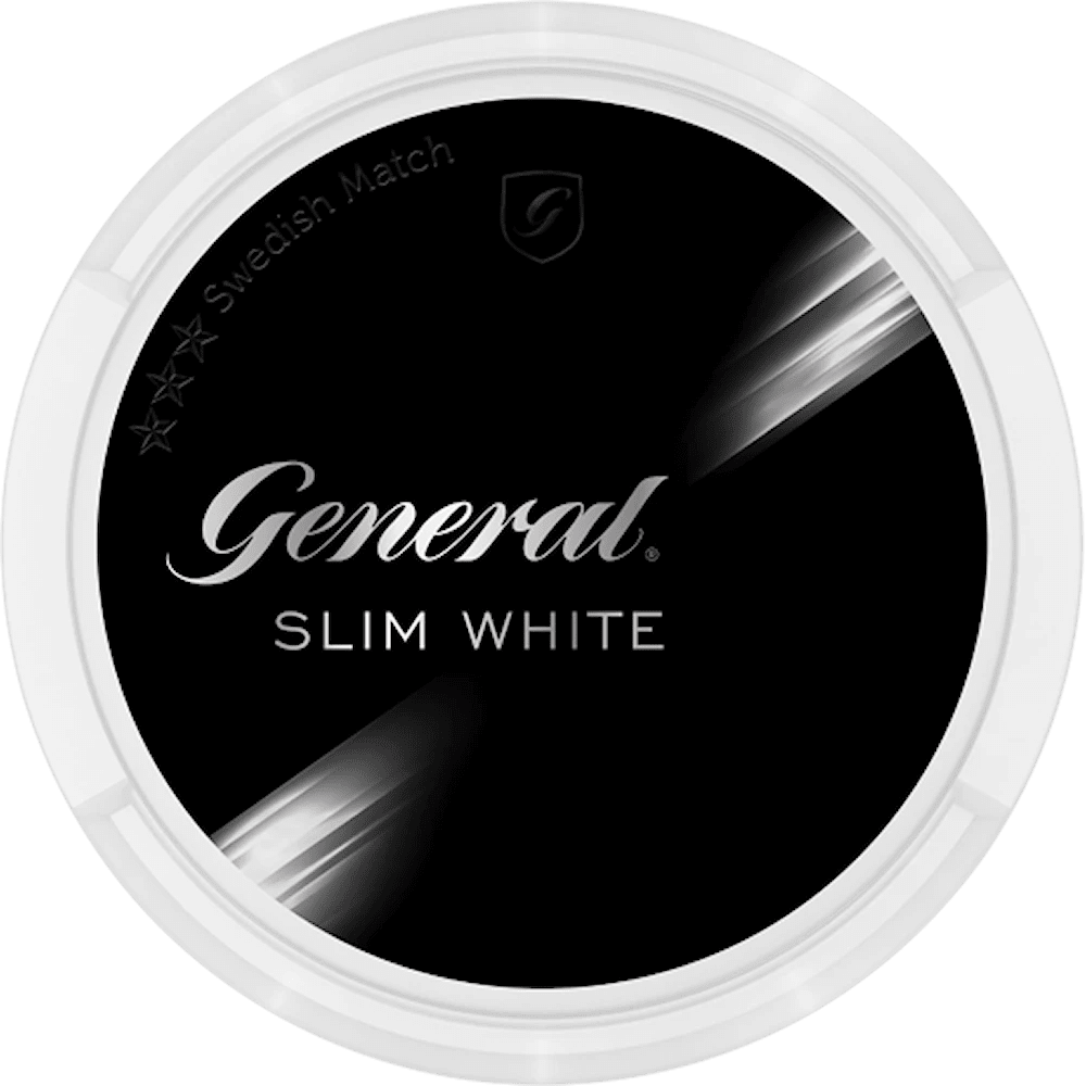 General Slim White – fräsch tobakssmak med bergamott, citrus och te, slimmad prilla för långvarig smak utan rinnighet.